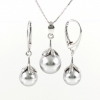 Princess Set with Swarovski Light Grey Pearls, Earrings, Pendant, Chain, 925 Silver rhodium-plated