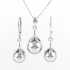 Princess Set with Swarovski Light Grey Pearls, Earrings, Pendant, Chain, 925 Silver rhodium-plated