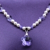 Necklace with round Swarovski White pearl crystals, 925 rhodium-plated silver, 41cm