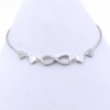 Infinity Bracelet with Hearts, 925 rhodium plated silver, 17+3cm