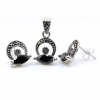 Hazel set with marcasite, earrings, pendant, silver 925, jet black