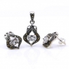 Set Lily cu marcasite, cercei, pandantiv, argint 925, alb transparent