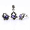 Gianna set with marcasite, earrings, pendant, 925 silver, purple