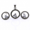 Set Aria with marcasite, earrings, pendant, silver 925, transparent white