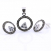 Set Aria with marcasite, earrings, pendant, silver 925, transparent white