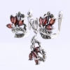 Set Nora with marcasite, earrings, pendant, silver 925, magma red