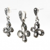 Butterfly set with marcasite, earrings, pendant, silver 925