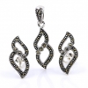 Fancy infinity set with marcasite, earrings, pendant, silver 925