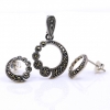 Chloe set with marcasite, earrings, pendant, silver 925