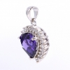 Heart pendant with crystals, rhodium-plated 925 silver, purple amethyst, 19.5mm