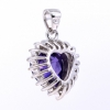 Heart pendant with crystals, rhodium-plated 925 silver, purple amethyst, 19.5mm