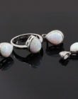 Set picatura White Opal, cercei, inel, pandantiv, argint 925 rodiat