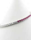 Tennis bracelet - 17cm bicolor white-fuchsia with crystals, silver 925 rhodium-plated