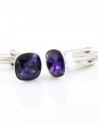 Swarovski crystal buttons, fancy rivoli Purple Velvet 10mm, 925 rhodium-plated silver