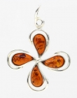 925 silver clover pendant with natural amber topaz