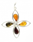 925 silver cross pendant with natural amber 4 colors