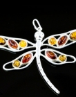 925 silver dragonfly pendant with natural amber 3 colors