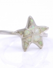 Starfish Ring (57) with White Opal in 925 Silver rhodium plated