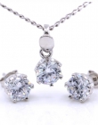 Chatons set with Swarovski crystals earrings, chain, pendant, 925 rhodium-plated silver