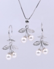 Cherry set with Swarovski pearls white, earrings, chain, pendant, 925 silver rhodium