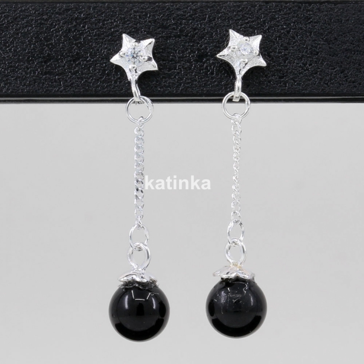 Earrings with Swarovski Magic black pearls, 6mm