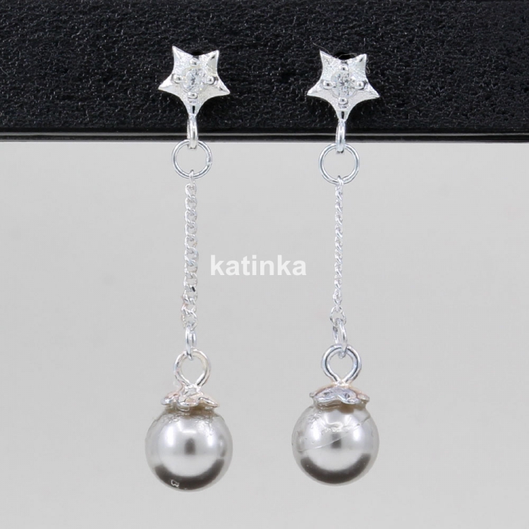 Earrings with Swarovski pearls Light grey, 6mm