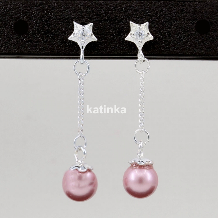 Earrings with Swarovski Powder rose pearls, 6mm