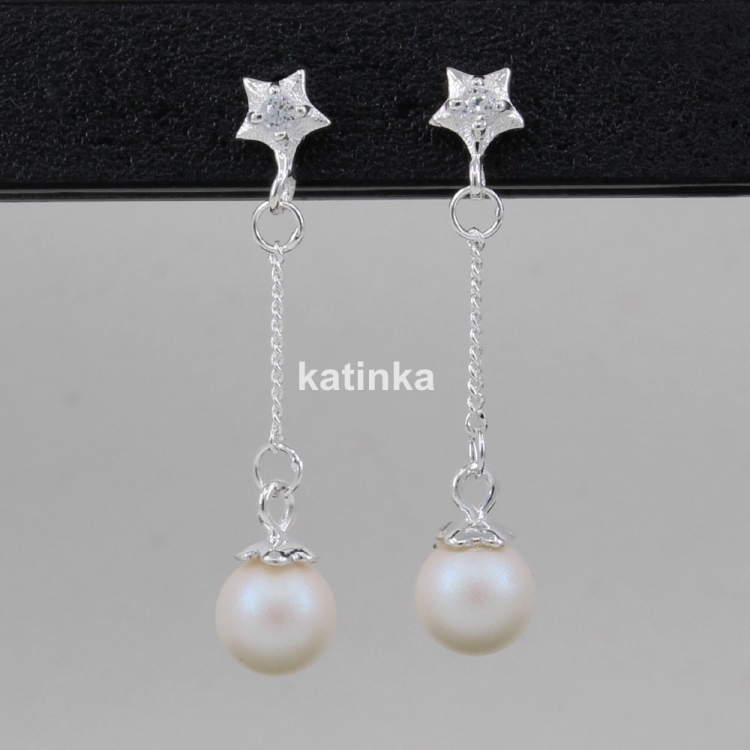 Earrings with Swarovski pearls Pearlescent white, 6mm