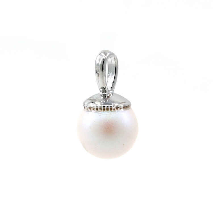 925 silver rhodium-plated pendant with Swarovski Pearlescent white pearl, 10mm