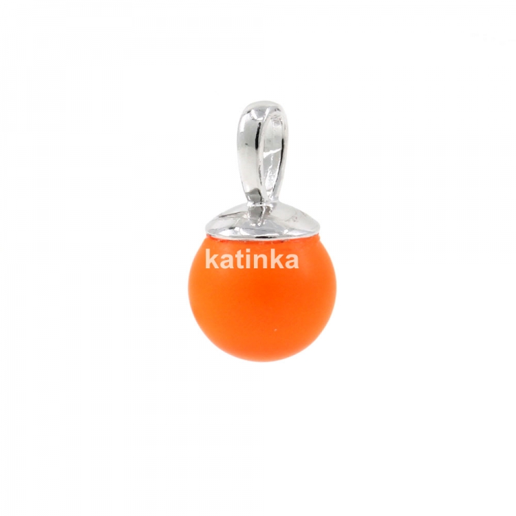 925 silver rhodium-plated pendant with Swarovski Neon orange pearl, 10mm