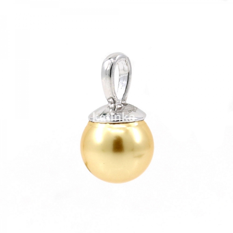 925 silver rhodium-plated pendant with Swarovski Light Gold pearl, 10mm