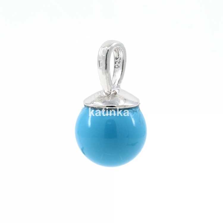 925 silver rhodium-plated pendant with Swarovski Turquoise pearl 10mm