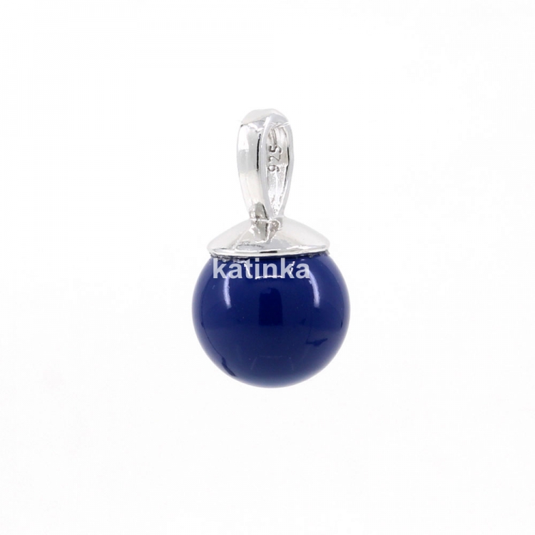 925 silver rhodium-plated pendant with Swarovski Dark Lapis pearl 10mm