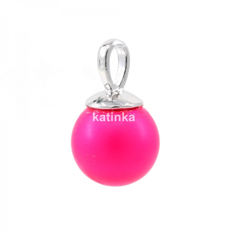 925 silver rhodium-plated pendant with Swarovski Neon Pink pearl 12mm