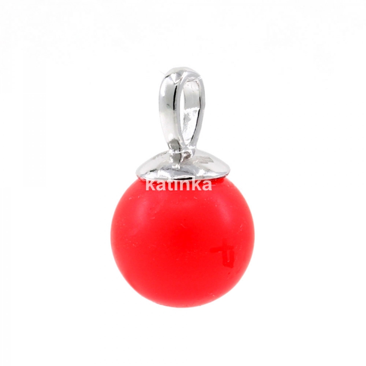 925 silver rhodium-plated pendant with Swarovski Neon Red pearl 12mm