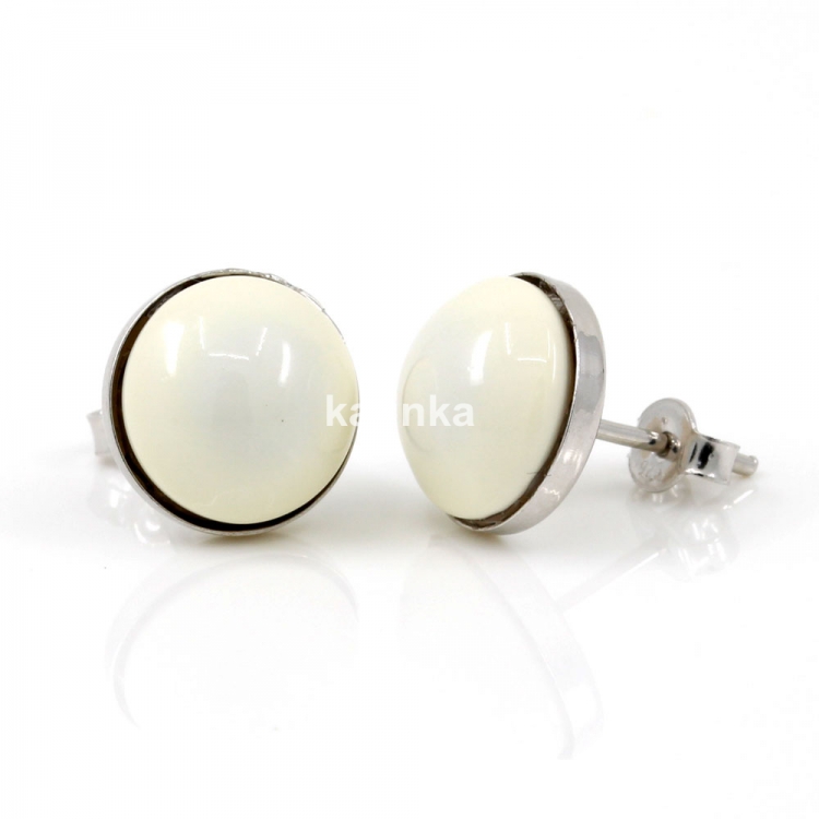 925 silver rhodium-plated earrings with Swarovski Ivory pearl, 10mm