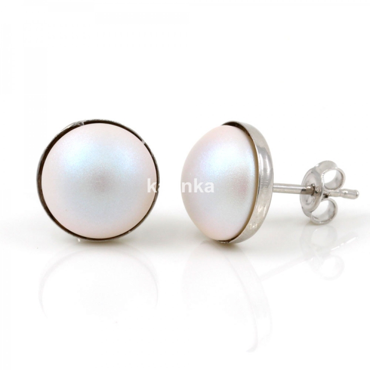 925 silver rhodium-plated earrings with Swarovski Pearlescent White pearl, 10mm