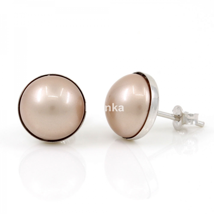 925 silver rhodium-plated earrings with Swarovski Bronze pearl, 10mm