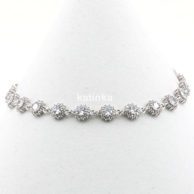 Bracelet with popcorn links, rhodium-plated 925 silver