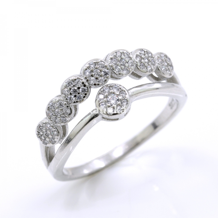 Ring (60) Tiara with crystals, made of 925 rhodium-plated silver