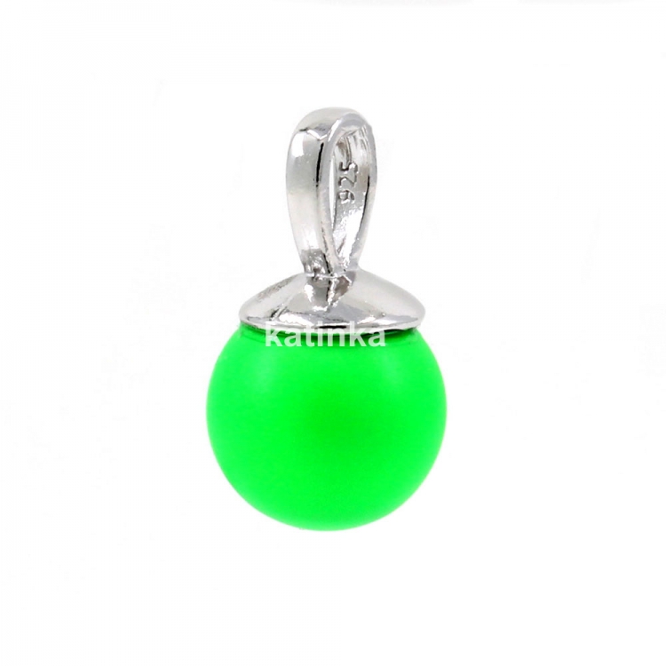 925 silver rhodium-plated pendant with Swarovski Neon green pearl, 10mm