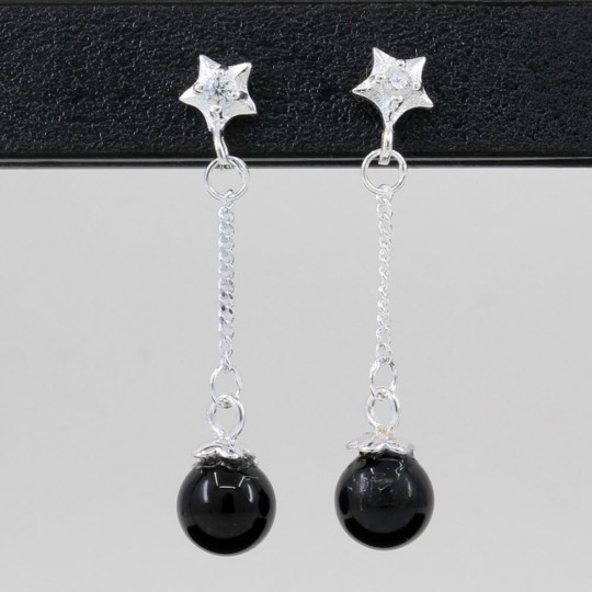 Cercei cu perle Swarovski Magic black, 6mm