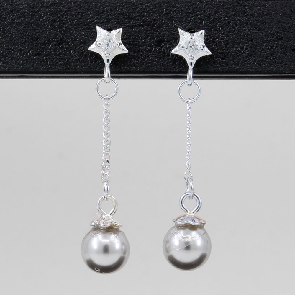 Cercei cu perle Swarovski Light grey, 6mm
