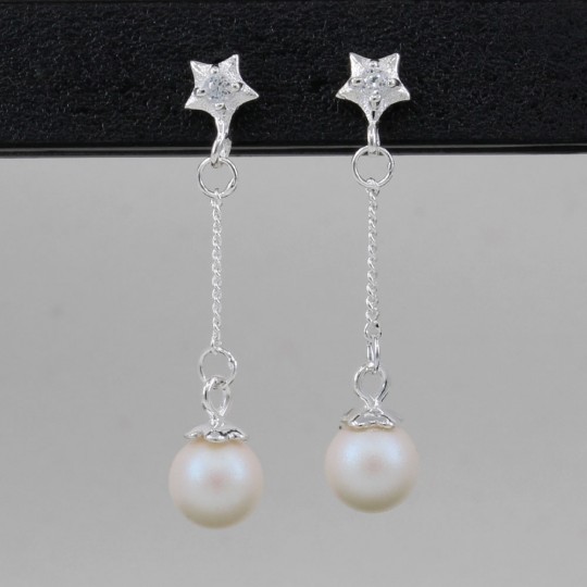Cercei cu perle Swarovski Pearlescent white, 6mm