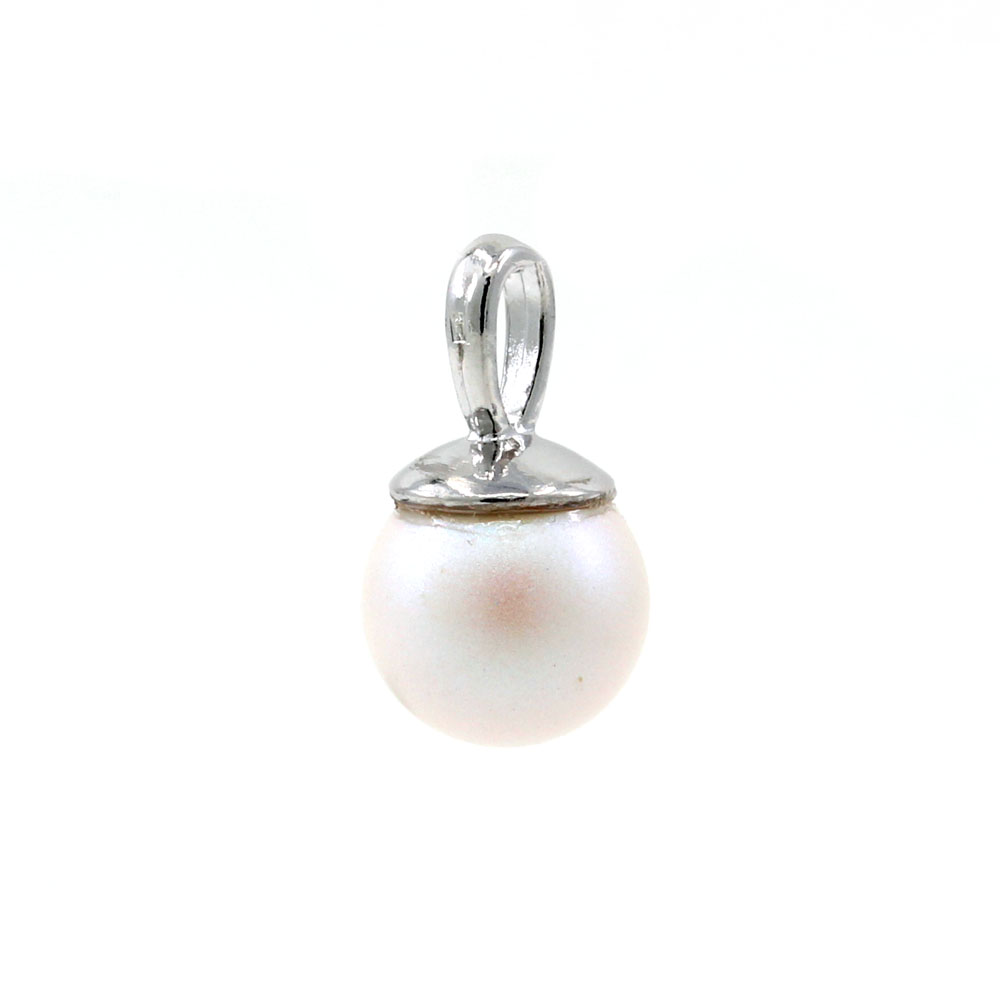 Pandantiv argint 925 rodiat cu perla Swarovski Pearlescent white, 10mm