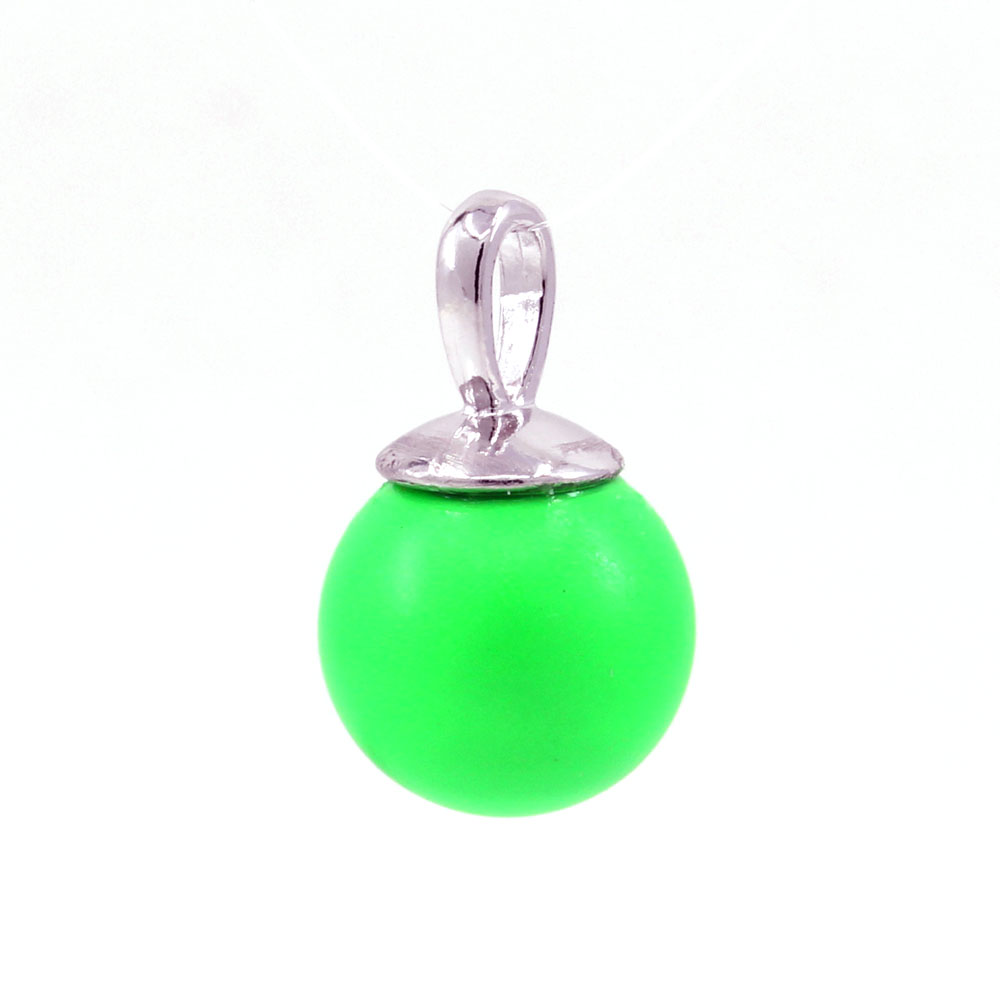 Pandantiv argint 925 rodiat cu perla Swarovski Neon Green 12mm