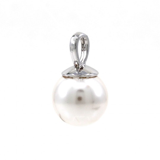 Pandantiv argint 925 rodiat cu perla Swarovski White 12mm