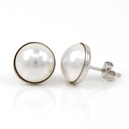 Cercei argint 925 rodiat cu perla Swarovski White, 10mm