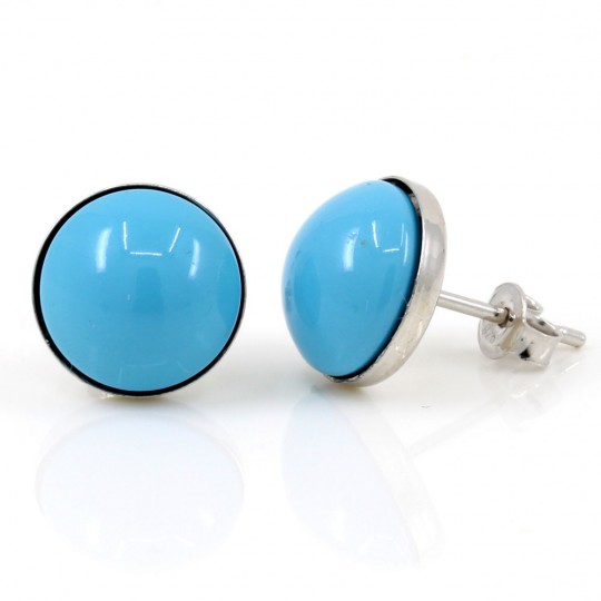 925 silver rhodium-plated earrings with Swarovski Turquoise pearl, 10mm