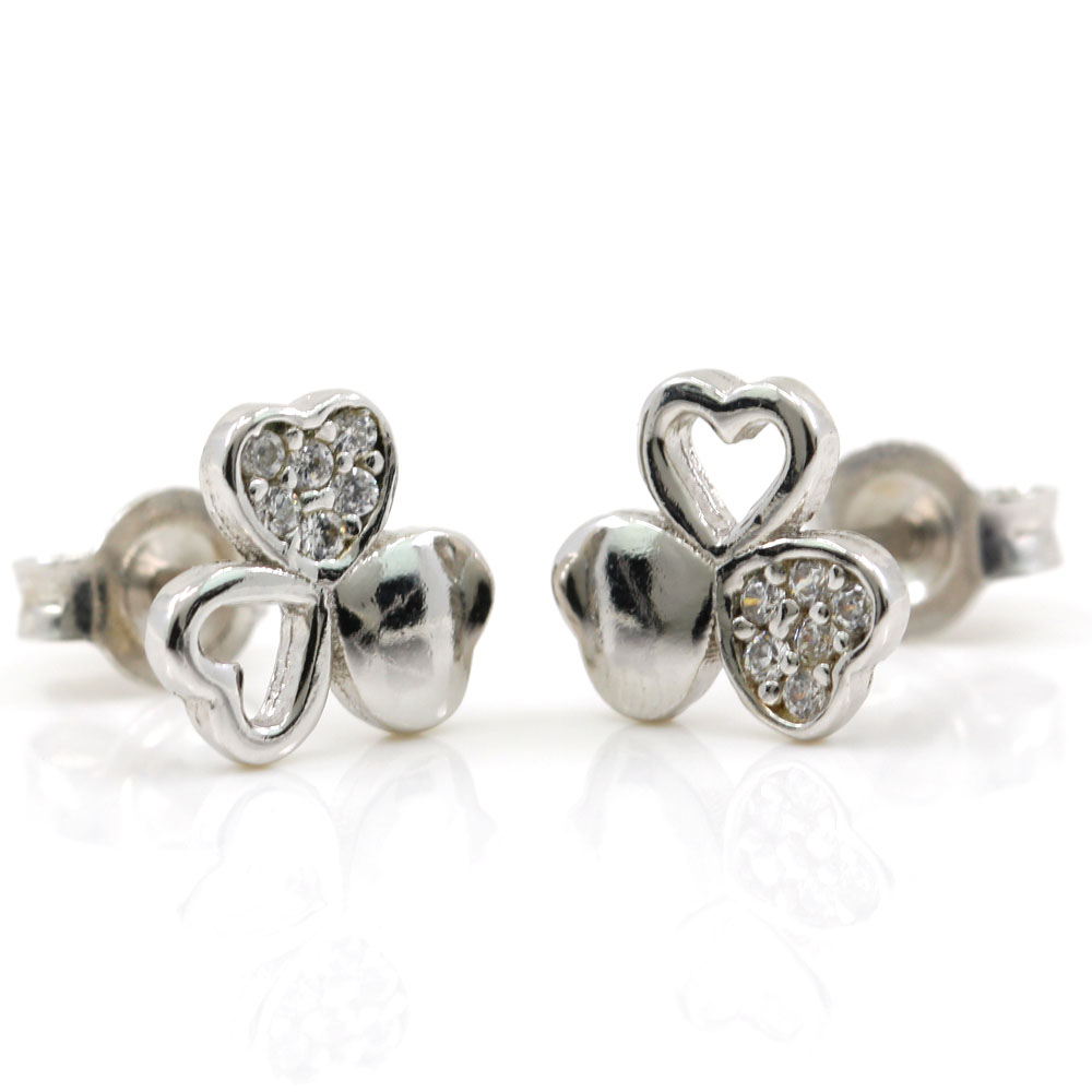 Clover earrings with rhodium-plated silver 925 crystals